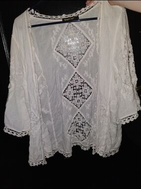 Spaggia Dolce White Crochet Lace Kimono Cardigan